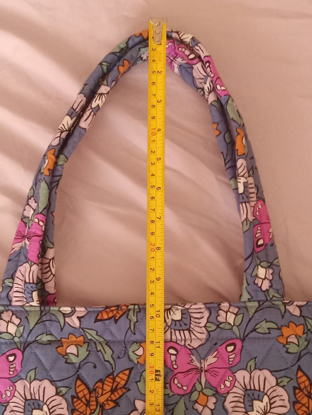 Vera Bradley Blue Quilted Floral Tote with Purple and Orange Accents - Picture 10 of 14